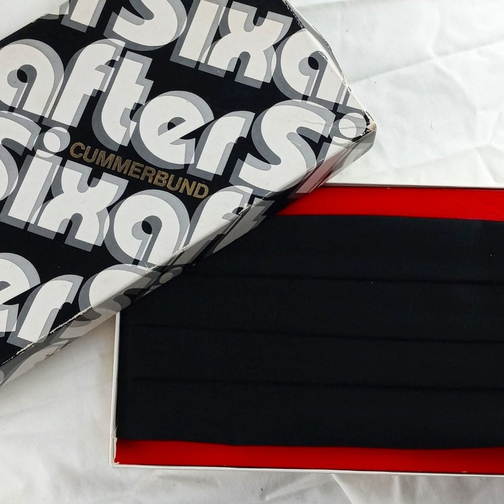 Vintage After Six Boxed Cummerbund Black  L/XL Size 36-44 Model #32514 w/Box